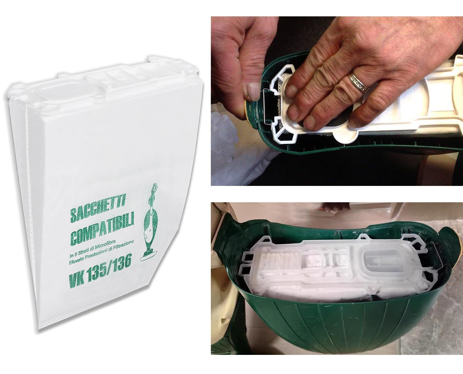 12 Sacchetti per Aspirapolvere Vorwerk Folletto vk135 vk136