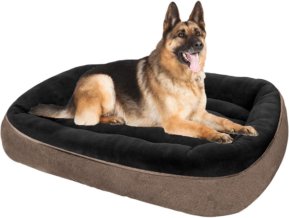 CLOUDZONE Dog Bed for Medium Dogs/Large/Small, Washable Rectangle Pet Bed Thickened Enough with Soft Coral Fleece and Non-Slip Bottom