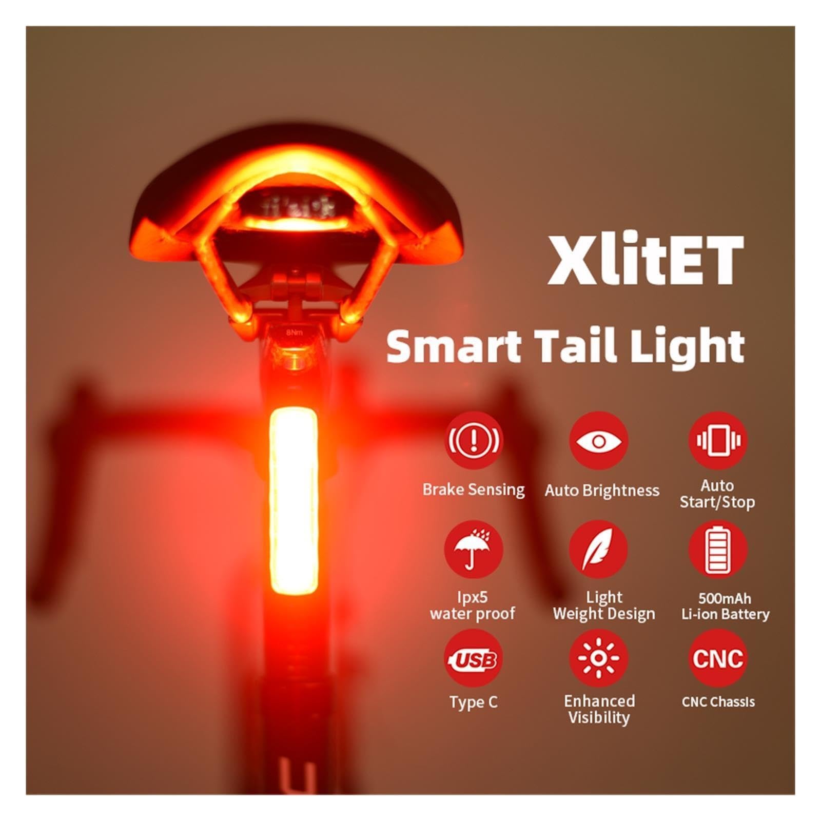 1 feu arrière de vélo intelligent marche/arrêt automatique.