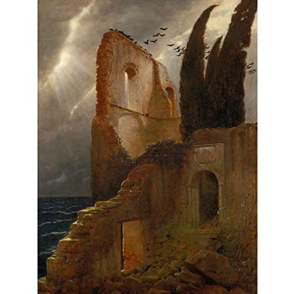 Artery8 Bocklin Ruin By The Sea Unframed Wall Art Print Poster Home Decor Premium