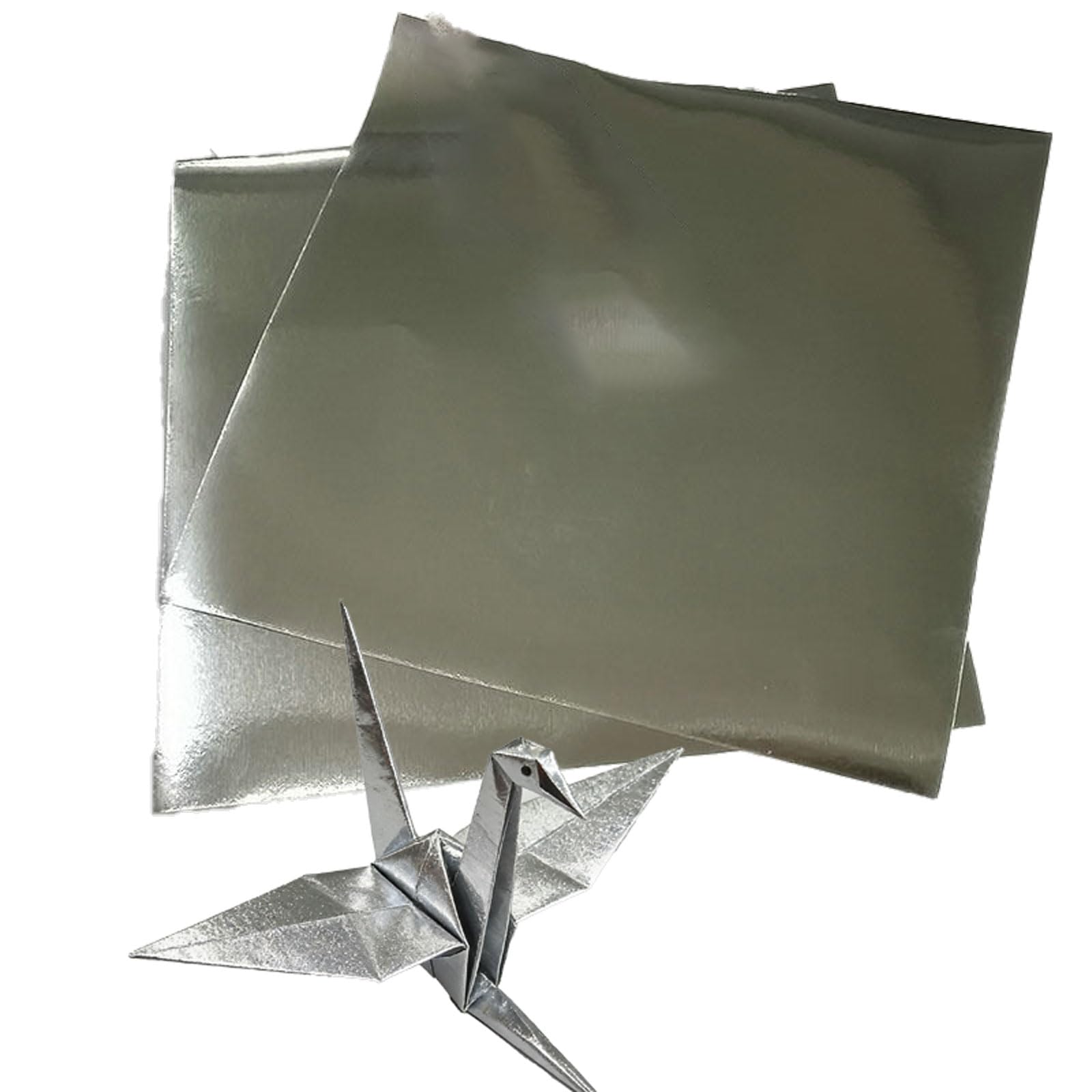 100 arkuszy papieru z folii metalowej do majsterkowania - jednostronny papier do gięcia, idealny dla początkujących, scrapbookingu, elastan (rozmiar: (17,7 × 17,7 cala), 45 × 45 cm, kolor: srebrny