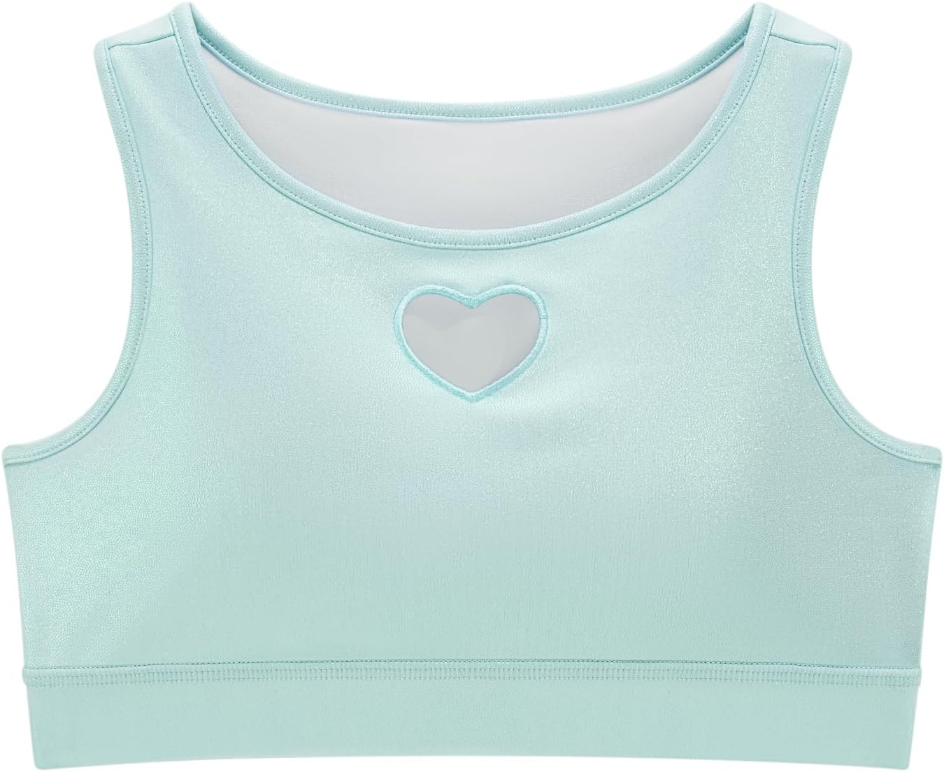 Stelle Girls Metallic Dance Tops Sparkly Crew Neck Crop Tank Tops Shiny Sleeveless Racerback Dancewear for Gymnastics