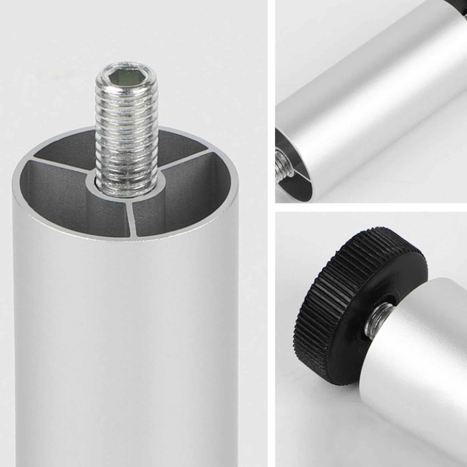 Möbelfüße Metall 30 cm, 4 Stück Silber Möbelbeine Verstellbar Stützbeine Aluminiumlegierung | Eloxierte Oberfläche Schrankfüße Höhe: 6-30cm Für Tischfüße Bett Füße Sofa M8 Gewinde 30cm/11.8"
