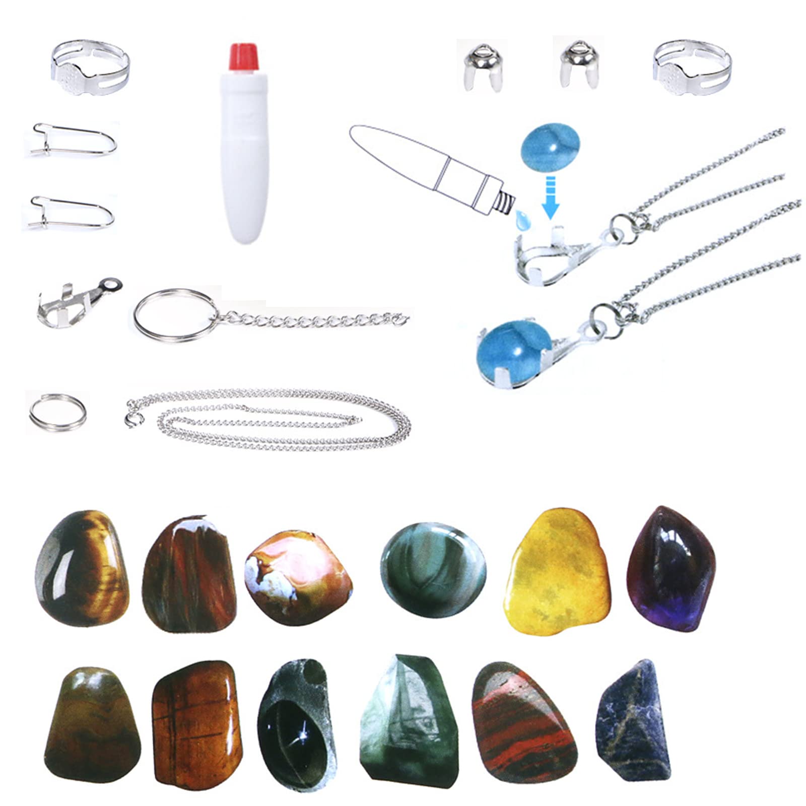 Rock Tumbler Kit, Professionelles Steinbecher Set Poliertrommel Steintrommel Steinschleifmaschine Rock Polisher 7 Tage Zeitmessung Funktion 4 Arten Polierpulver