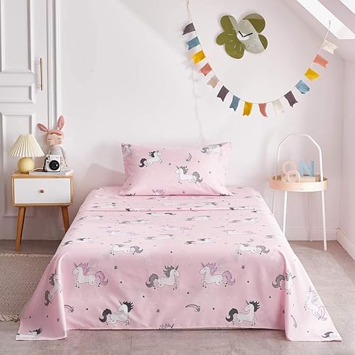 Miniatura 4 de UOZZI BEDDING Bed in a Bag - Juego de edredón reversible de 6 piezas, tamaño individual, color rosa unicornio con estrella arcoíris, microfibra