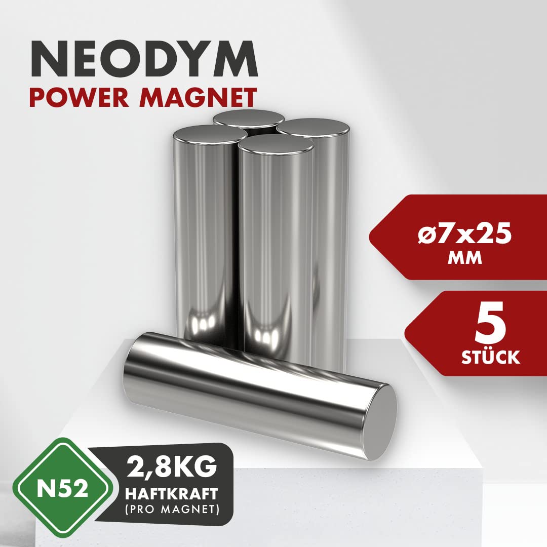 20 X Cylindres Magnétiques Néodyme 6x8mm - Aimants Puissants Force 1.1kg Nickelés NiCuNi