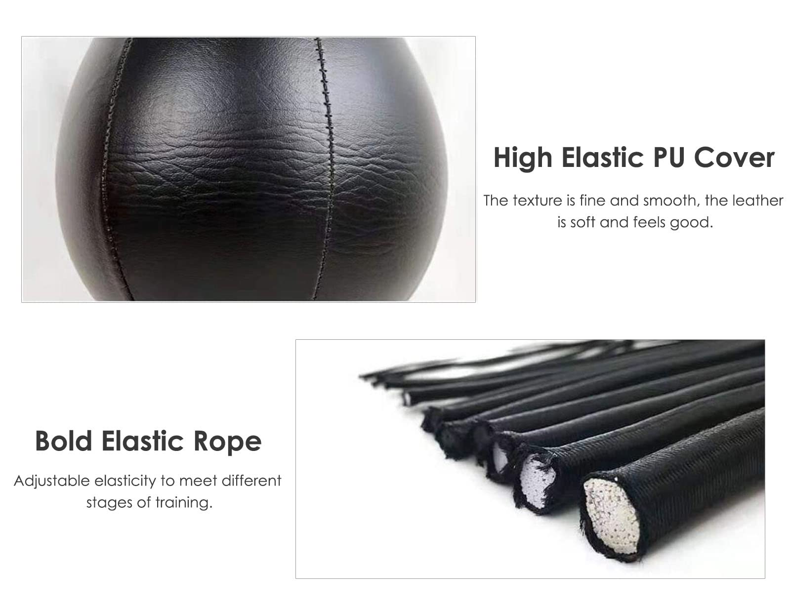 Hängender Punchingball aus Leder mit Zwei Enden, Verstellbarer Boxball mit aufblasbarem Reflexball und Pumpe, Speed Bag für Erwachsene und Kinder