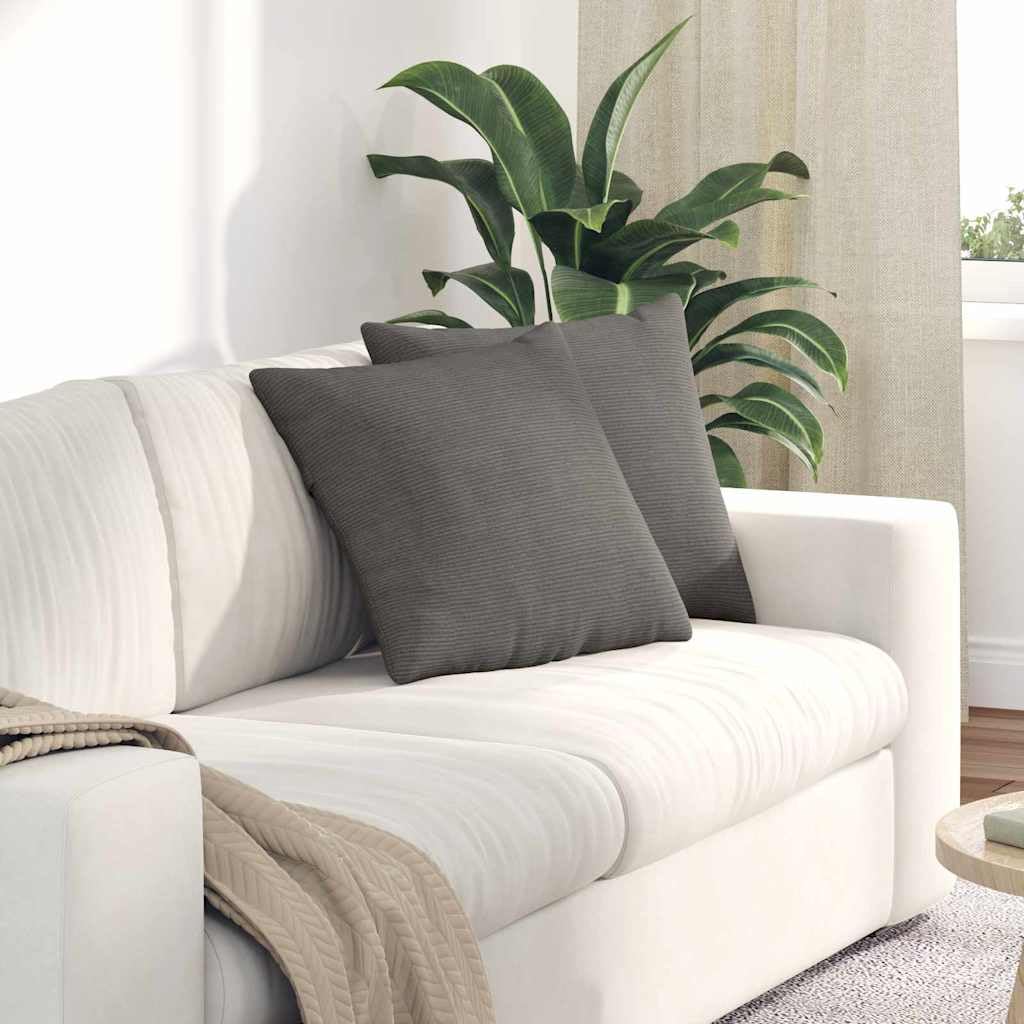 Sofakissen 2 Stück Hellgrau 45x45 cm Cordstoff mit Reißverschluss, weiche Polyesterfüllung, abnehmbare Bezüge, Moderne Dekokissen für Wohnzimmer, Schlafzimmer oder Home Office