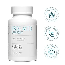 Alerna Kidney Health Uric Acid Support Supplement - Tart Cherry, Celery Seed, Turmeric, Quercetin - 60 Vegetarian Tablets (Pack of 3)