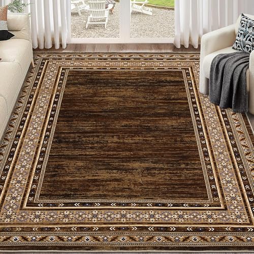 Area Rug 10x13 Rugs for Living Room-Washable Rug-Soft Living Room Rug-Vintage Non Slip Carpet-Rugs Modern Geometric Bordered for Bedrooms Dining Room Living Room Office by IDEALHOUSE - Used condition - CA$117.75