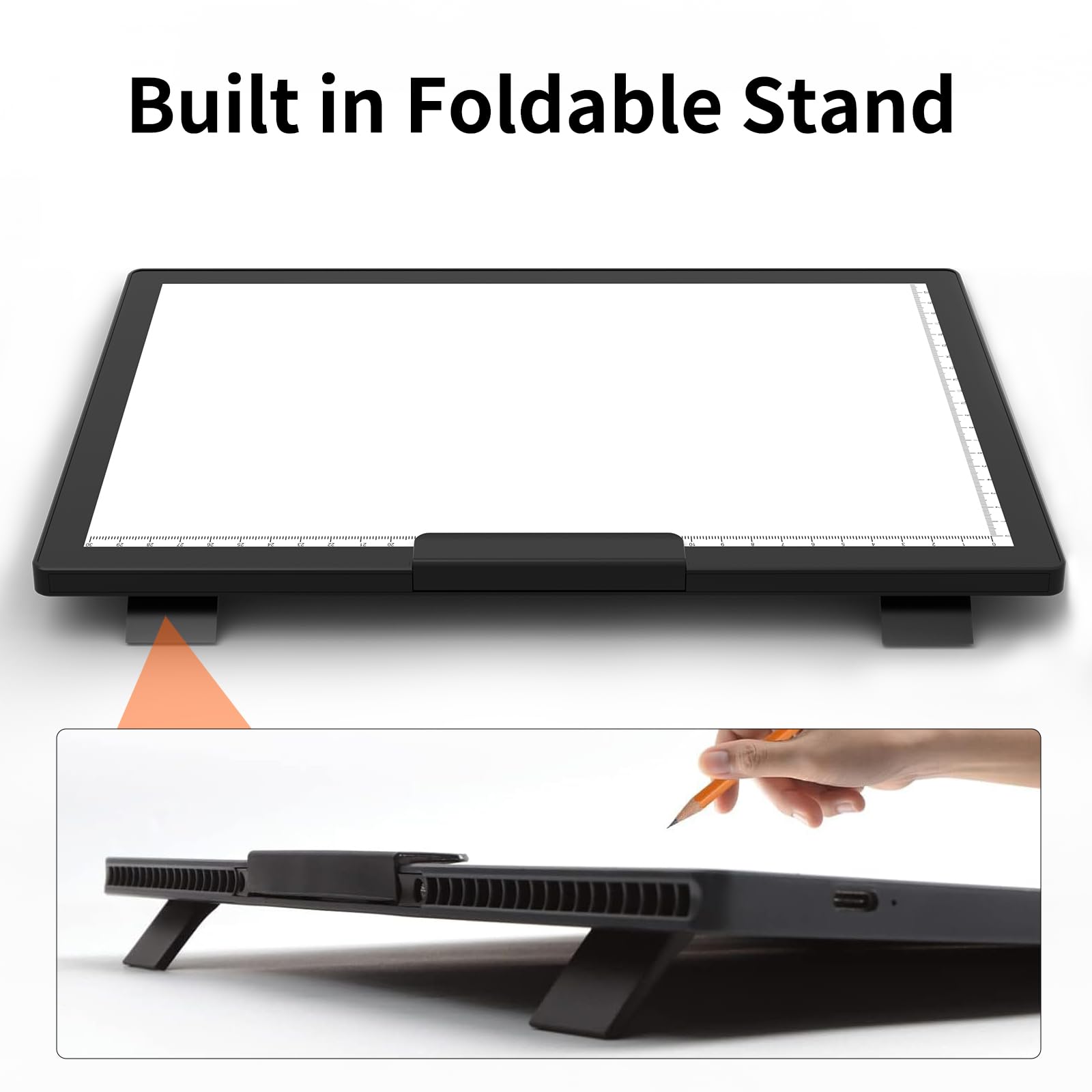 HIUKCOLED Pannello luminoso A4 ricaricabile, lavagna luminosa alimentata a batteria con borsa per il trasporto, clip superiore e supporto integrato, dimmerabile continuo e luminosità regolabile a 6