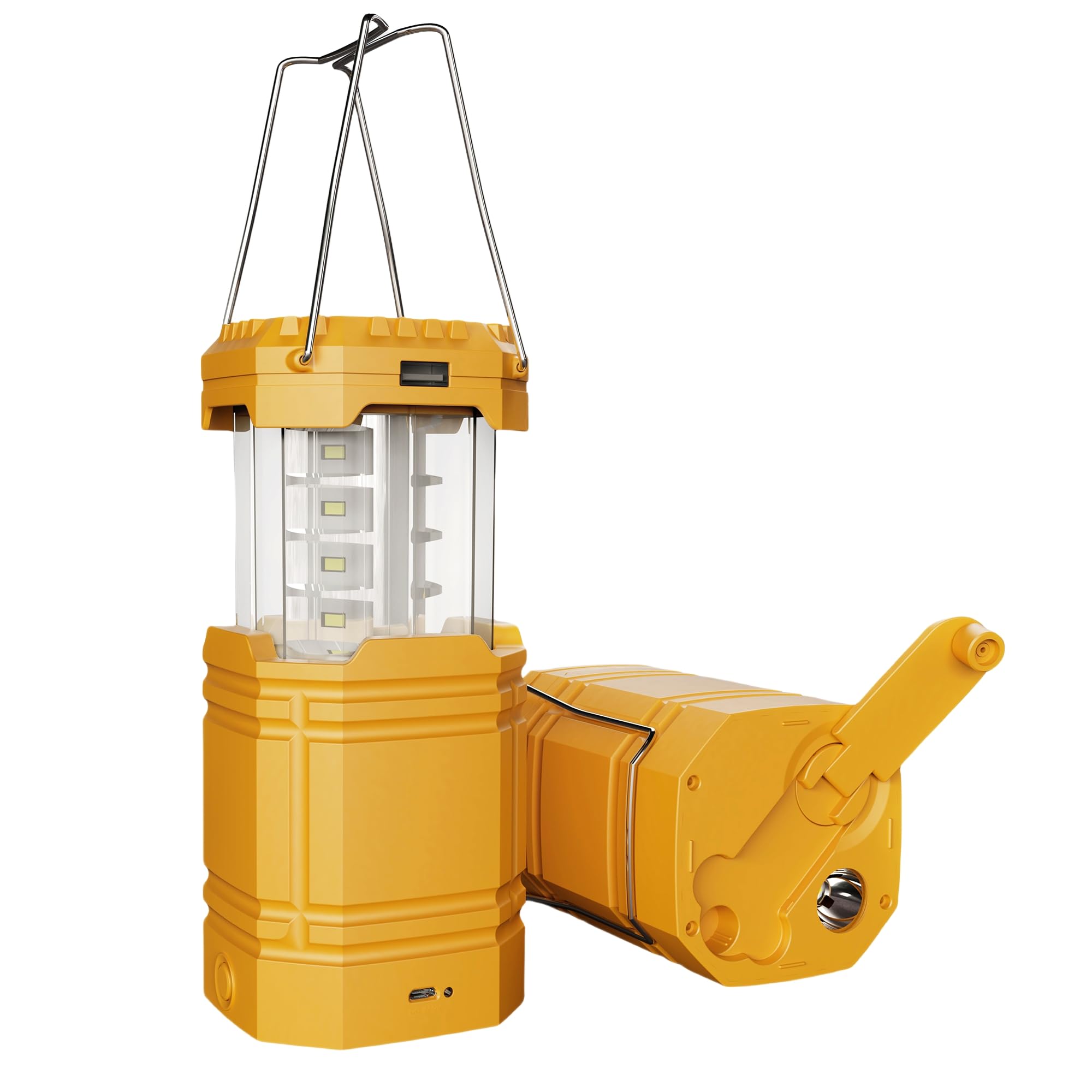 Portable Camping Light Rechargeable, 12 LED Ultra Bright Tent Light Crank Solar Type-C Lantern with USB Charger, 35Hrs Runtime Waterproof Tent Lamp for Power Outages Outdoors Emergency