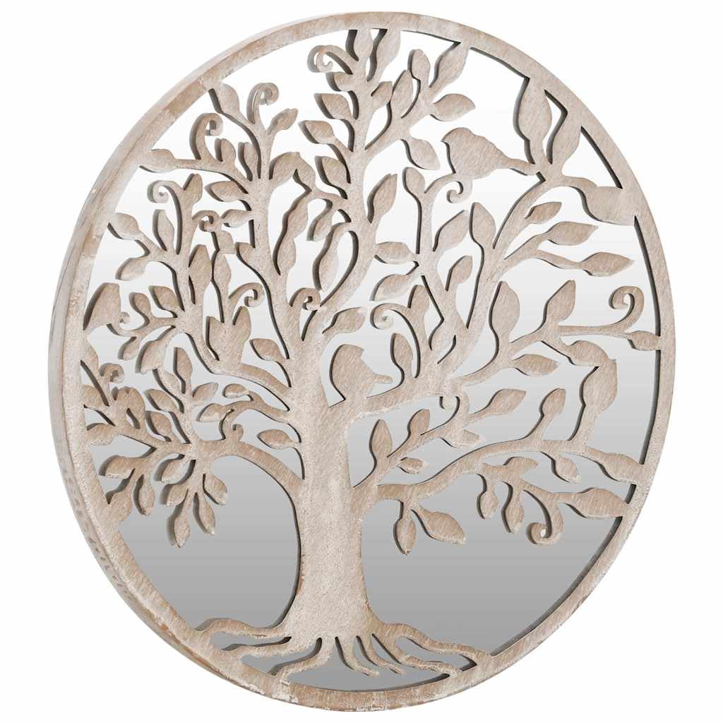 Miroir de jardin rond en fer - 60 x 2,5 cm - Sable - Miroir décoratif pour