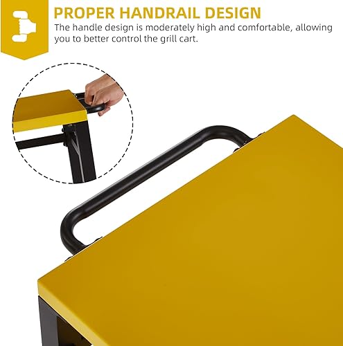 Miniatura 4 de Mesa de comedor al aire libre, carrito de parrilla de aluminio, mesa de horno de pizza movible, resistente a la intemperie, carrito de cocina para