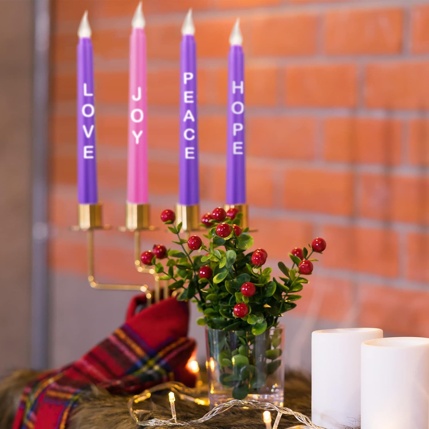 Buy 4 Pcs LED Flameless Advent Candle Set Christmas Advent Candles with