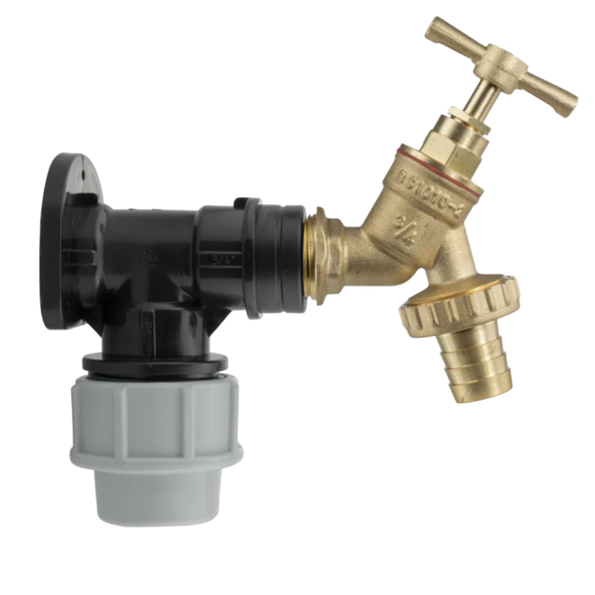 MYPURECORE 25mm MDPE Wall Flange Kit – ¾” Brass Outdoor Garden Tap with Hose Barb Fitting & PTFE Tape – Easy Install Water Tap Connector for Irrigation, Farm, Garden, Home Use