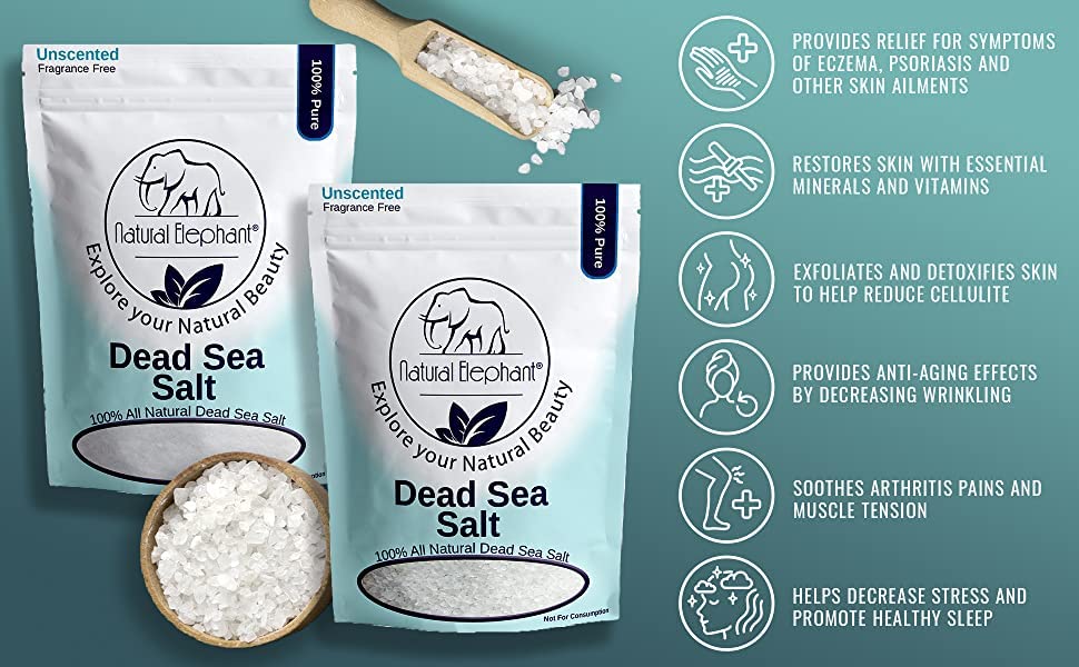 Natural Elephant Dead Sea Bath Salt | 1 Pound Bag (16oz) | 100% Natural and Pure| Fine Grain | Ideal for Baths and Soaks - Image 5