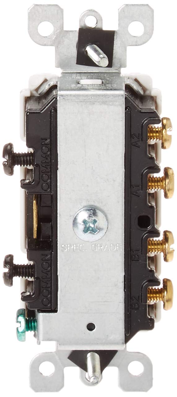 Leviton 20 Amp, 120/277 Volt, Decora 3-Way / 3-Way AC Combination Switch, Commercial Grade, Grounding, 5640-W, White