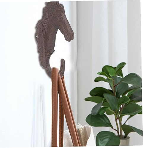 Miniatura 4 de Zerodeko 2 ganchos de almacenamiento resistentes ganchos resistentes ganchos de pared de hierro fundido de caballo, ganchos de pared de cabeza de