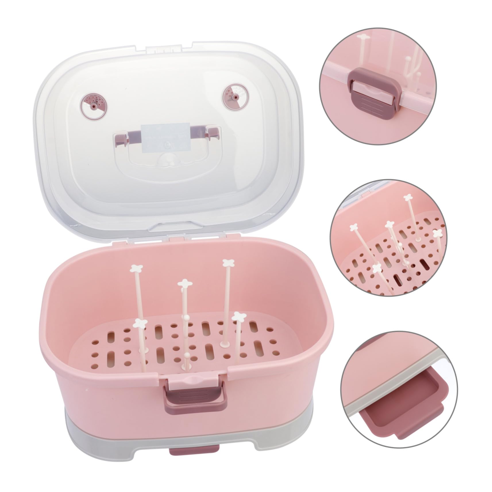 Babyflaschen Aufbewahrungsbox Groß, Pp, Rosa, Tragbar | Milchflaschen und Schnuller, Viel Platz für Stillzubehör, Geeignet für Zuhause und Unterwegs