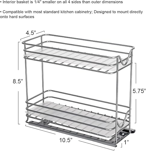 Miniatura 3 de Household Essentials Glidez - Organizador de almacenamiento extraíble de acero con recubrimiento en polvo con forros de plástico para uso en estante