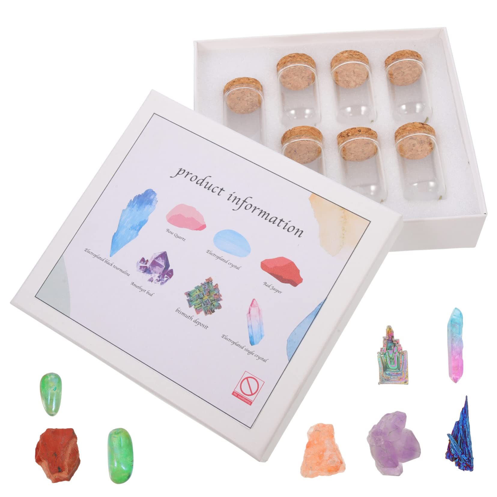 PRETYZOOM Natural Stone Toys 7pcs Irregular Rock and Mineral Collection Educational Fossils Crystal Stone Decor for Children