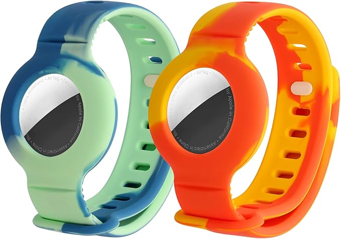 EBLSE AirTags Silicone Wristbands for Kids, 2 Packs AirTag Toddler