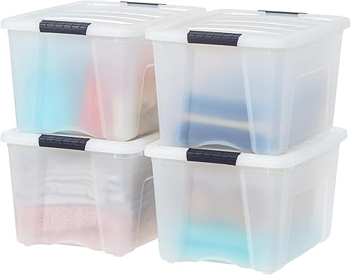 Miniatura 12 de IRIS USA - Paquete de 6 contenedores de almacenamiento con tapas, 6 cuartos, solución organizadora apilable transparente con cierres, contenedores