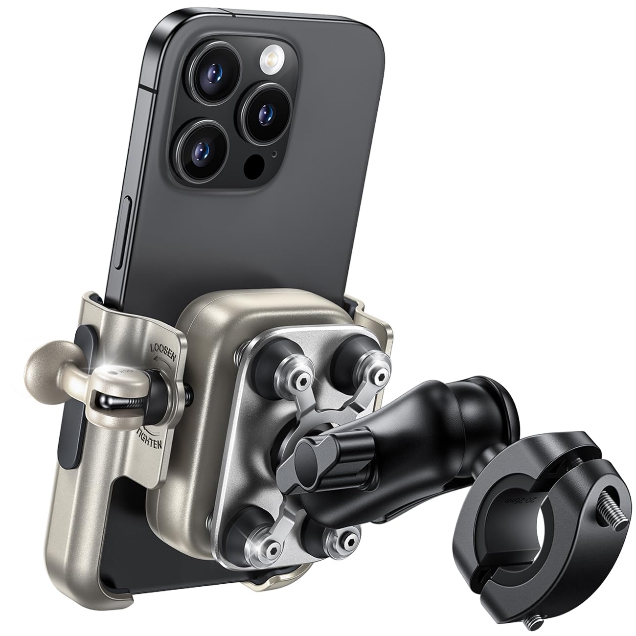 Lamicall Handyhalterung Motorrad, Fahrrad Handyhalter - [Ganzmetall & Ideal für Videos] Vibrationsgedämpfte Handy Halterung Motorrad, Lenker Halter mit Verlängerungsarm, für iPhone 17/16, 4,7-7,2 Zoll