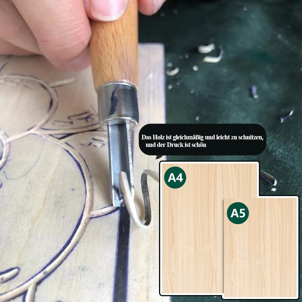 Lino-Schneid und Druckset, Blockdruck Starter Kit, mit Stempelblock, Bildhauerwerkzeugen, Pauspapieren und Mischblock