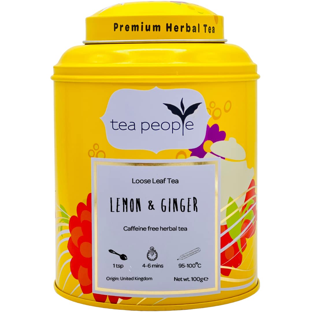 Lemon and Ginger - 100g caffeine free loose leaf herbal tea in a tin caddy