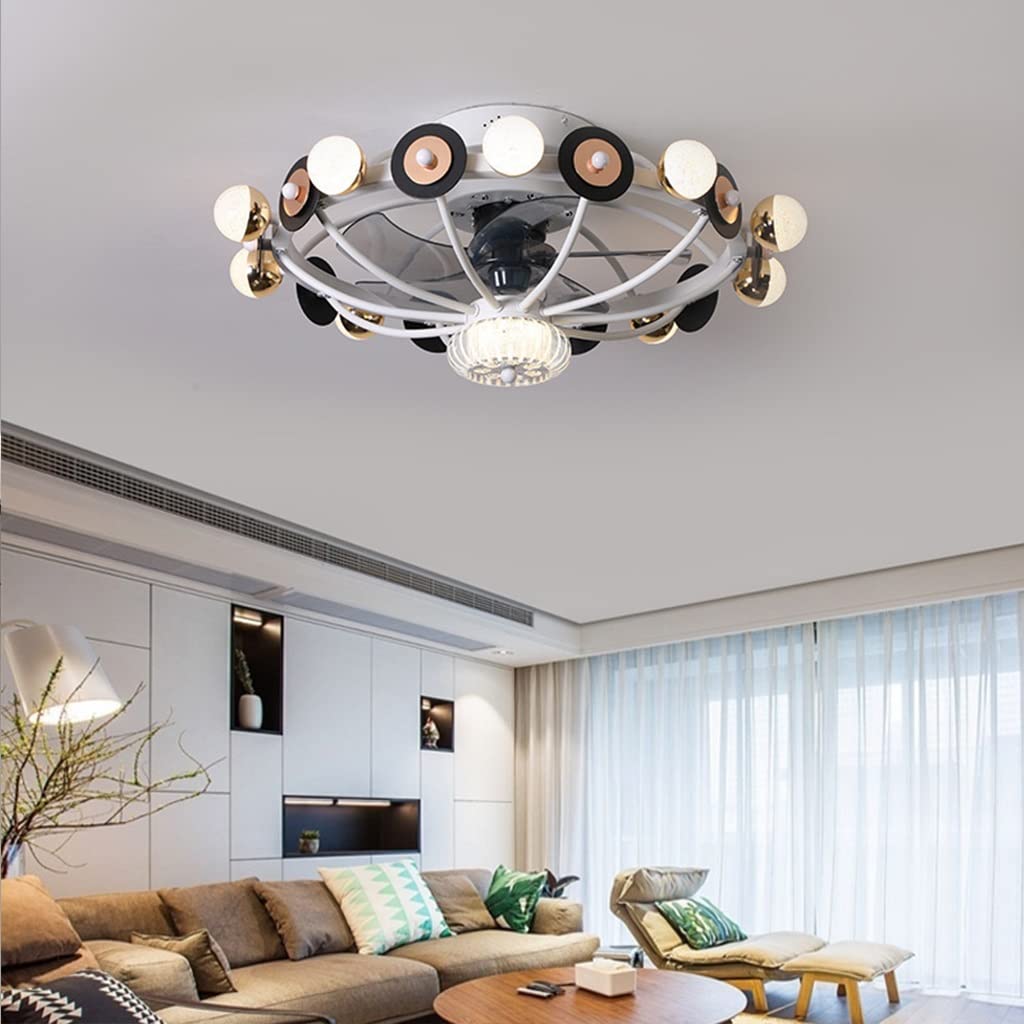 Ściemnialny Wentylator Sufitowy Z Oświetleniem Wentylator LED Lampa Sufitowa Pilot 10-głowicowy Lampa Sufitowa Do Salonu Sypialnia Pokój Dziecięcy Jadalnia 3 Prędkości Z Wyłącznikiem Czasowym