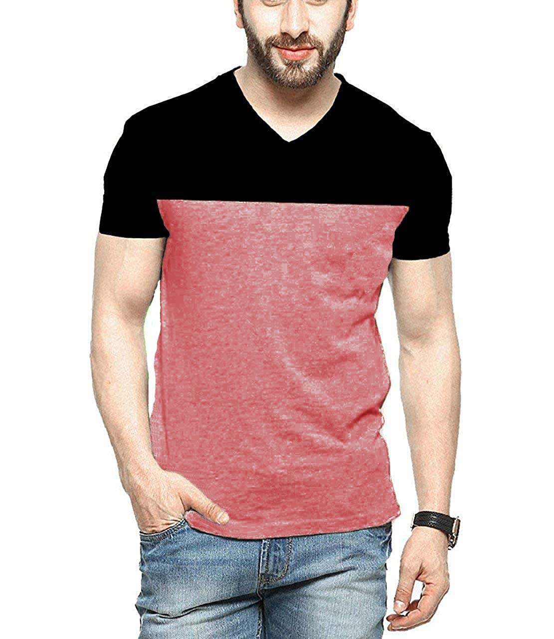F GALLERYHalf Sleeve Tshirts for Men|Men's Regular Fit Tshirt (Pack of 1) Pink