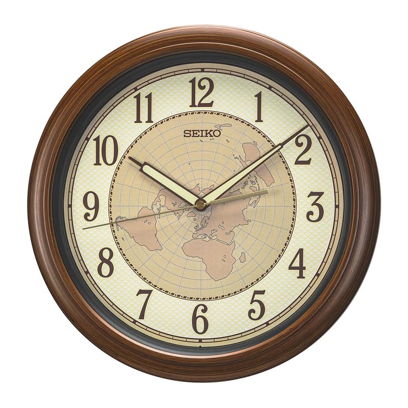 SeikoSEIKO Decorative Brown Round Plastic Analog Home Decor Lumibrite English Numbers Wall Clock with Sweep Movement (Size: 32 x 4.2 x 32 CM | Weight: 780 gram) QXA825BN