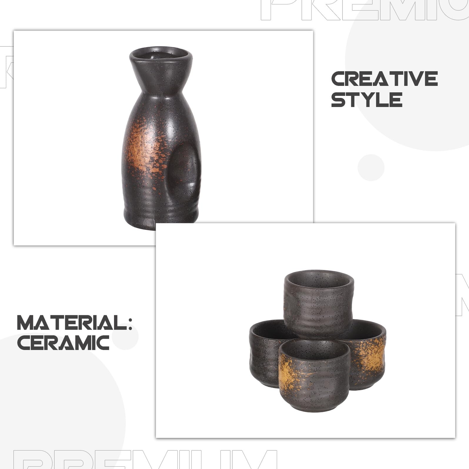 LIFKOME Service à Saké Céramique avec Tokkuri et Ochoko Ensemble pour Maintien Température Expérience Authentique Japonaise pour Maison et Restaurant