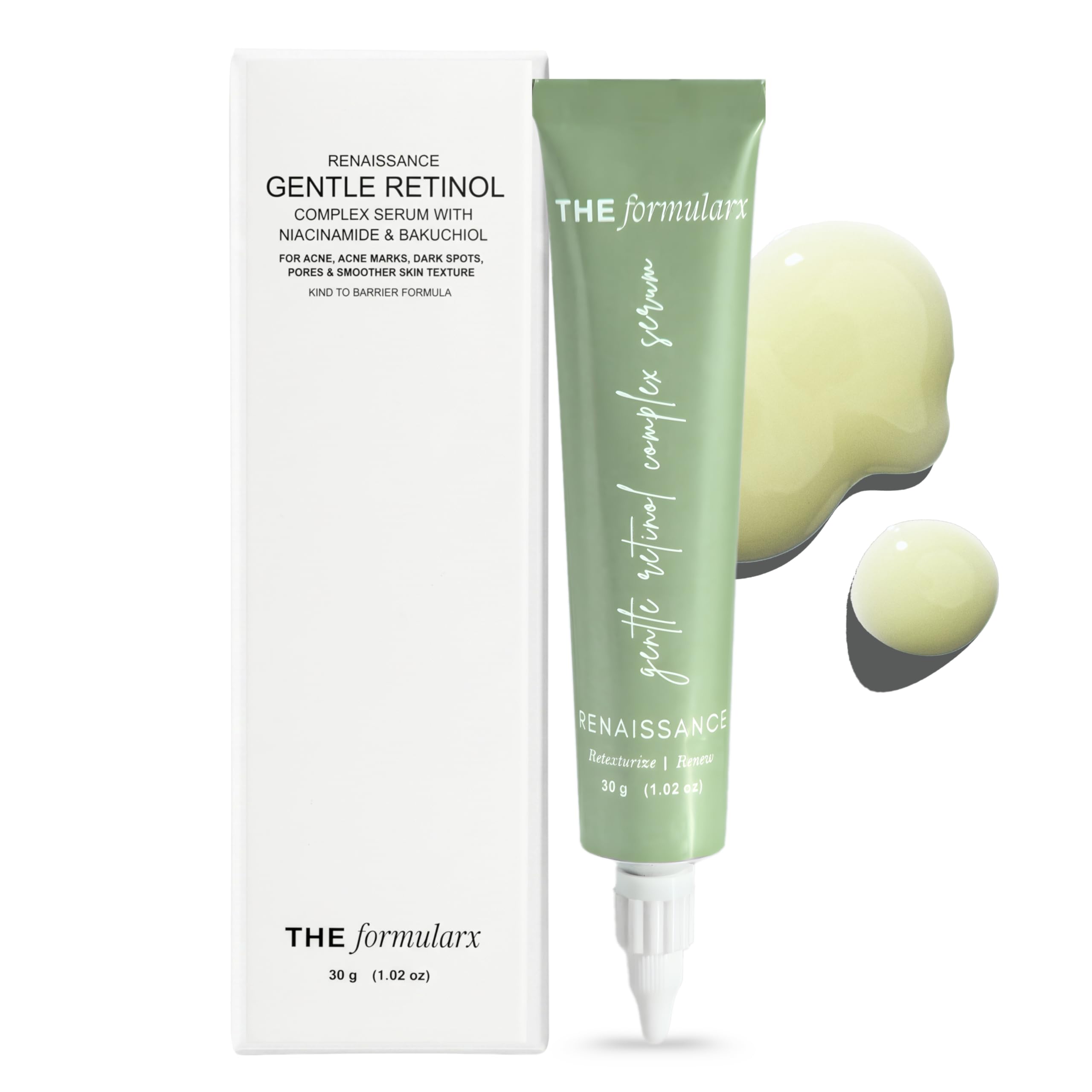 The Formularx 0.1% Retinol + 0.5% Granactive Retinol Gentle Complex Serum With Niacinamide & Bakuchiol | For Acne, Acne Marks, Dark Spots, Wrinkles, & Pores | Anti Aging & Brightening Face Serum | 30G