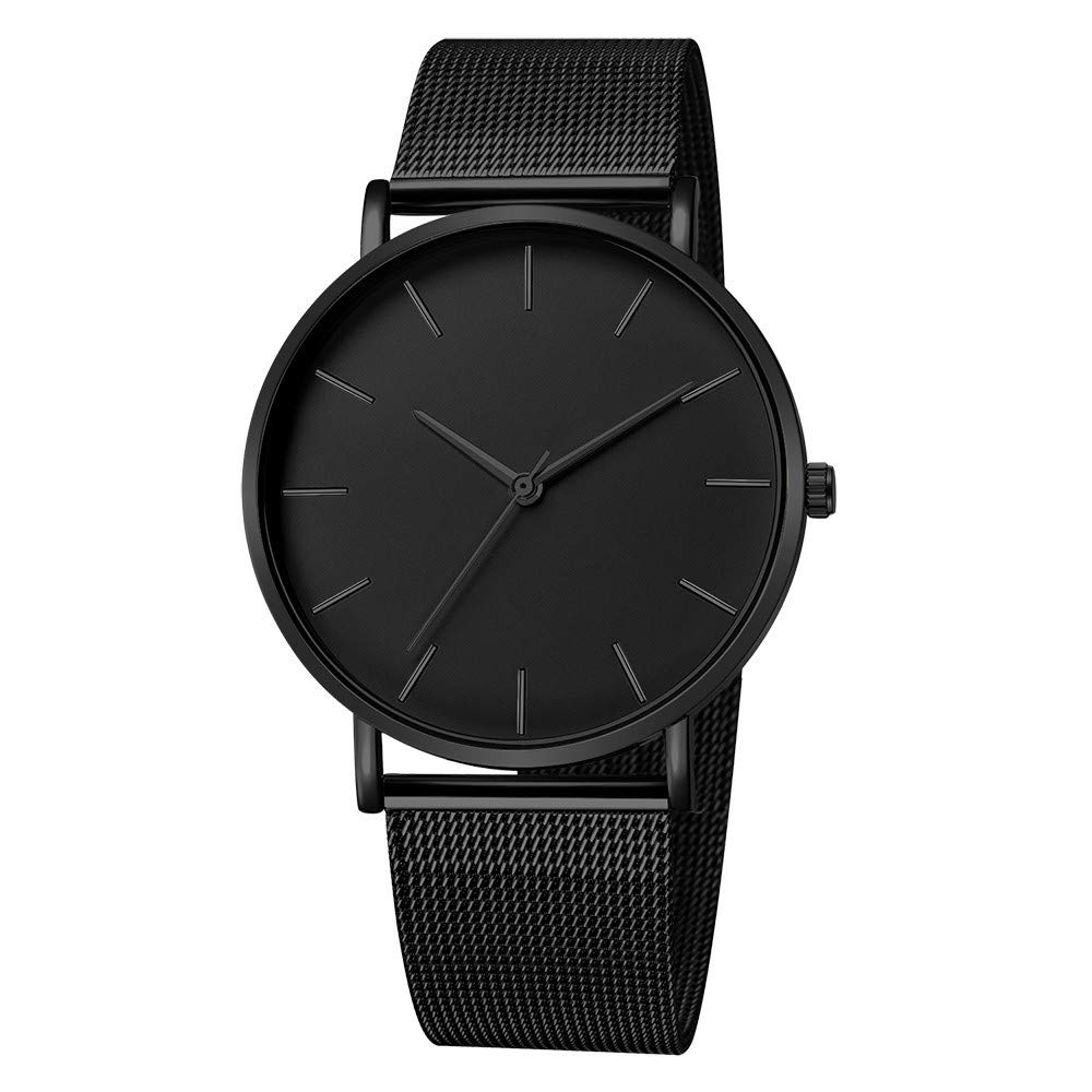 Hulkay Men's J Black Ultra Thin Watches Minimalist Fashion Gent Business Dress Wrist Watches Analog Quartz Waterproof Watch(,One Size)