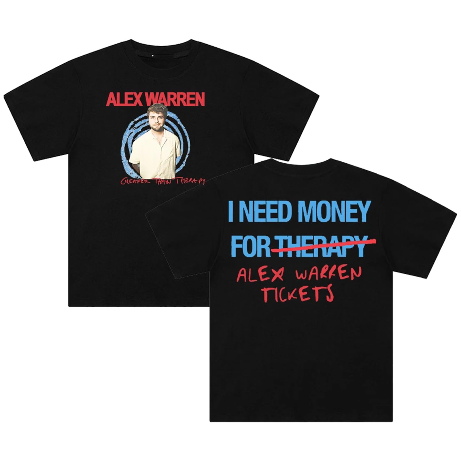 VBPOIYB Cotton T-Shirts Crew Neck Short Sleeves Women Men Al-ex Singer Wa-rr-en Tour Merchandise T-Shirts Streetwear Tops (Black,XL)