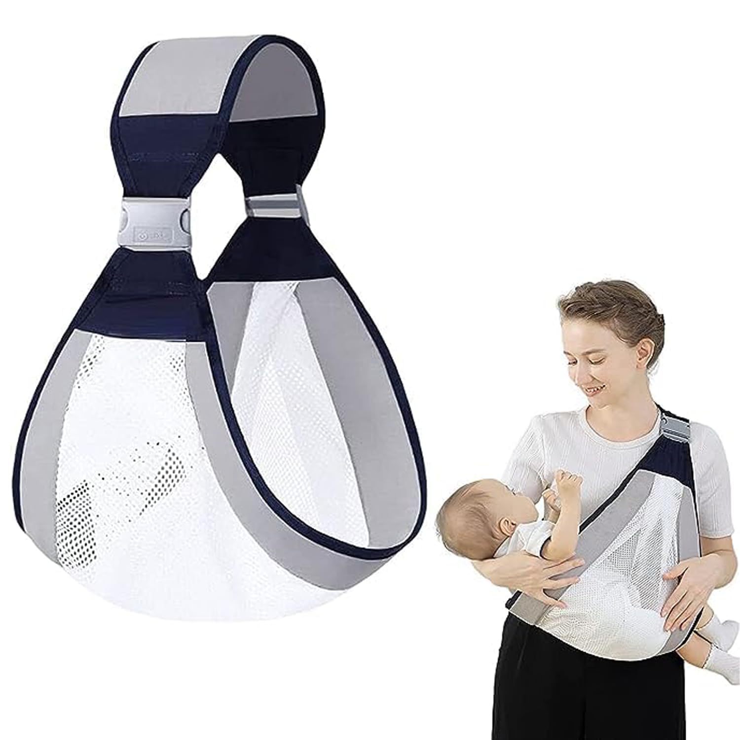 Safe-O-Kid® Baby Sling Carrier – BPA Free, Adjustable Soft Cotton Baby Wrap for Newborns & Infants, Comfortable - Grey-image-11