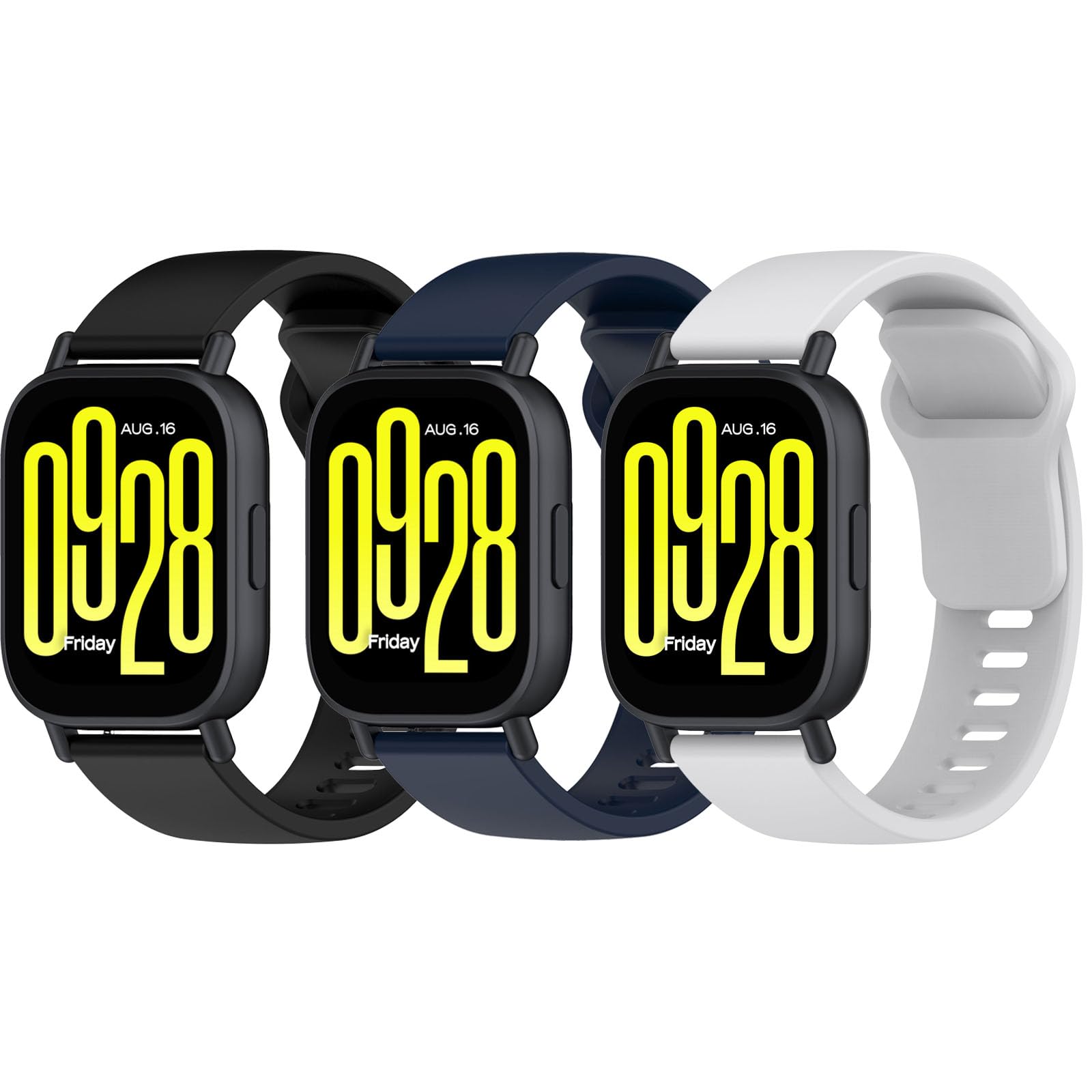 Garmcool 3 Pack 22mm Bands Compatible for Xiaomi Redmi Watch 5 Active/Lite Strap Black, Ink Blue, Grey for Women Men Soft Silicone Sport Replacement Straps (No Watch) — image 1