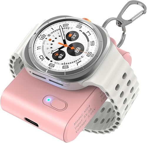 Cargador de reloj portátil para Samsung, 2 en 1 magnético 2 en 1, cargador de reloj Galaxy con llavero para Samsung Galaxy Watch 66 Classic55Pro5