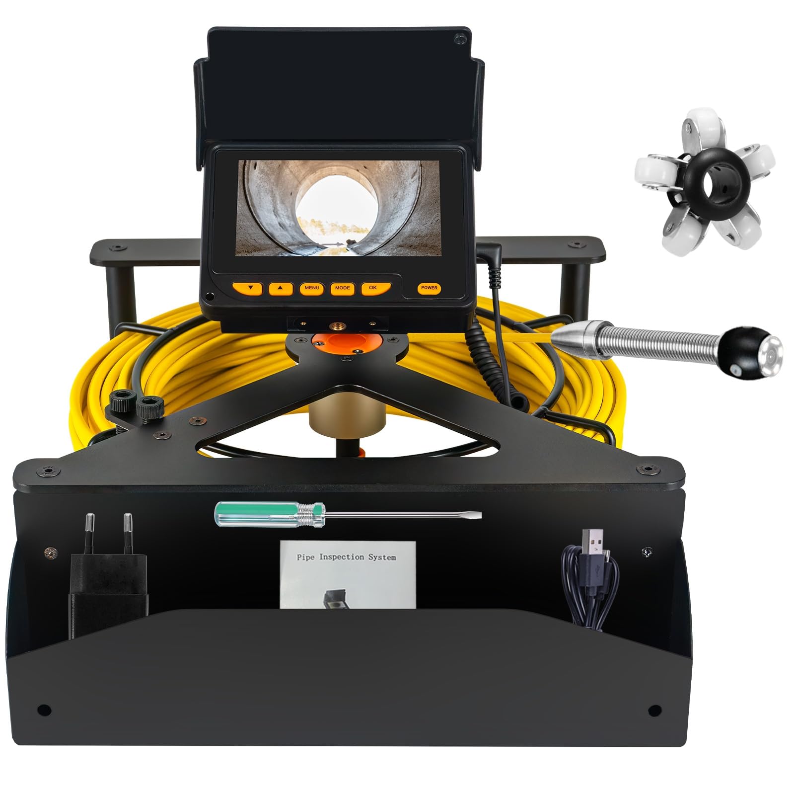 Cámara de alcantarillado de serpiente de 100 pies, con contador de medidor de tarjeta de 32 GB, cámara de inspección de drenaje de