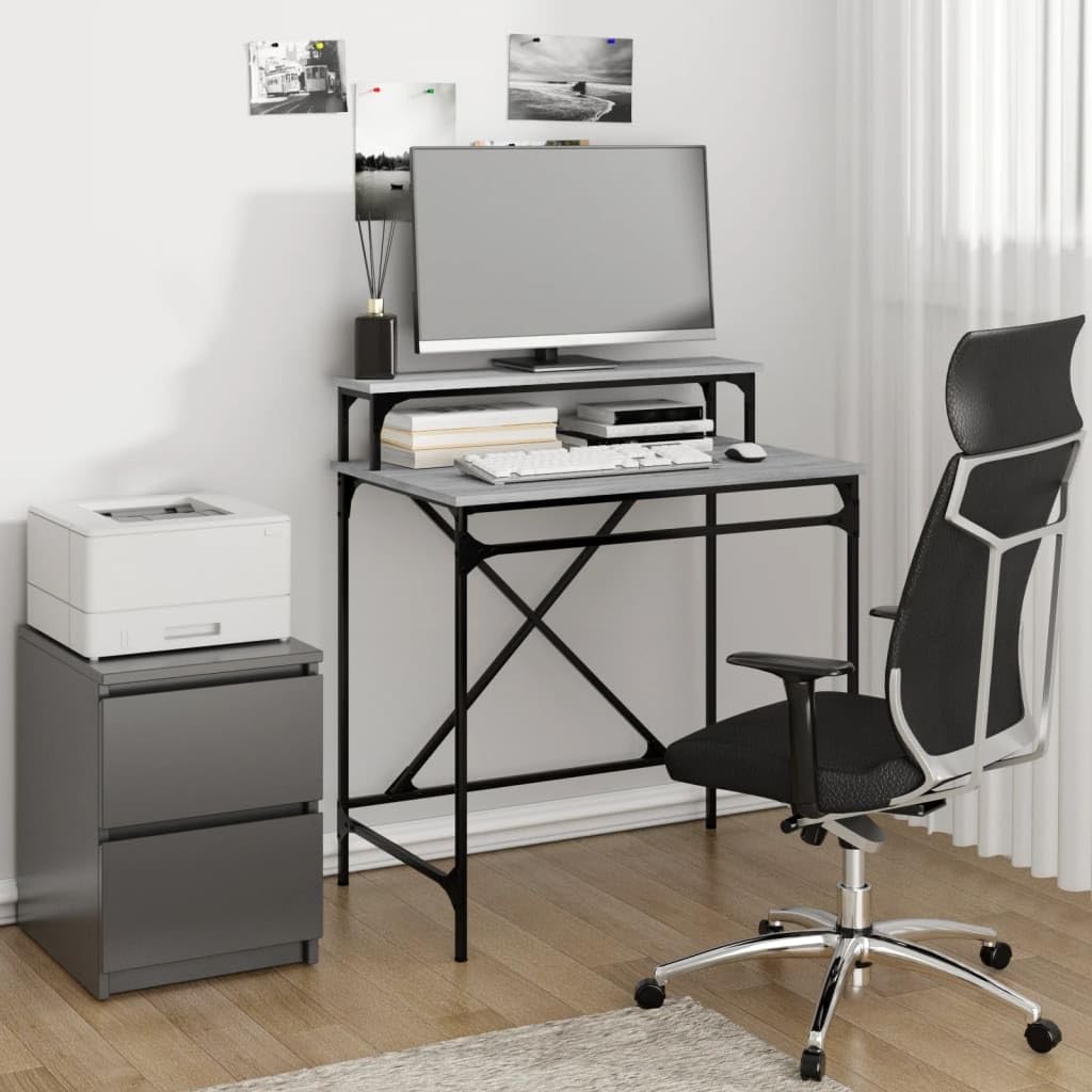 Escritorio industrial gris 80 x 50 x 90 cm con gran superficie de trabajo y mesa de oficina en diseño industrial