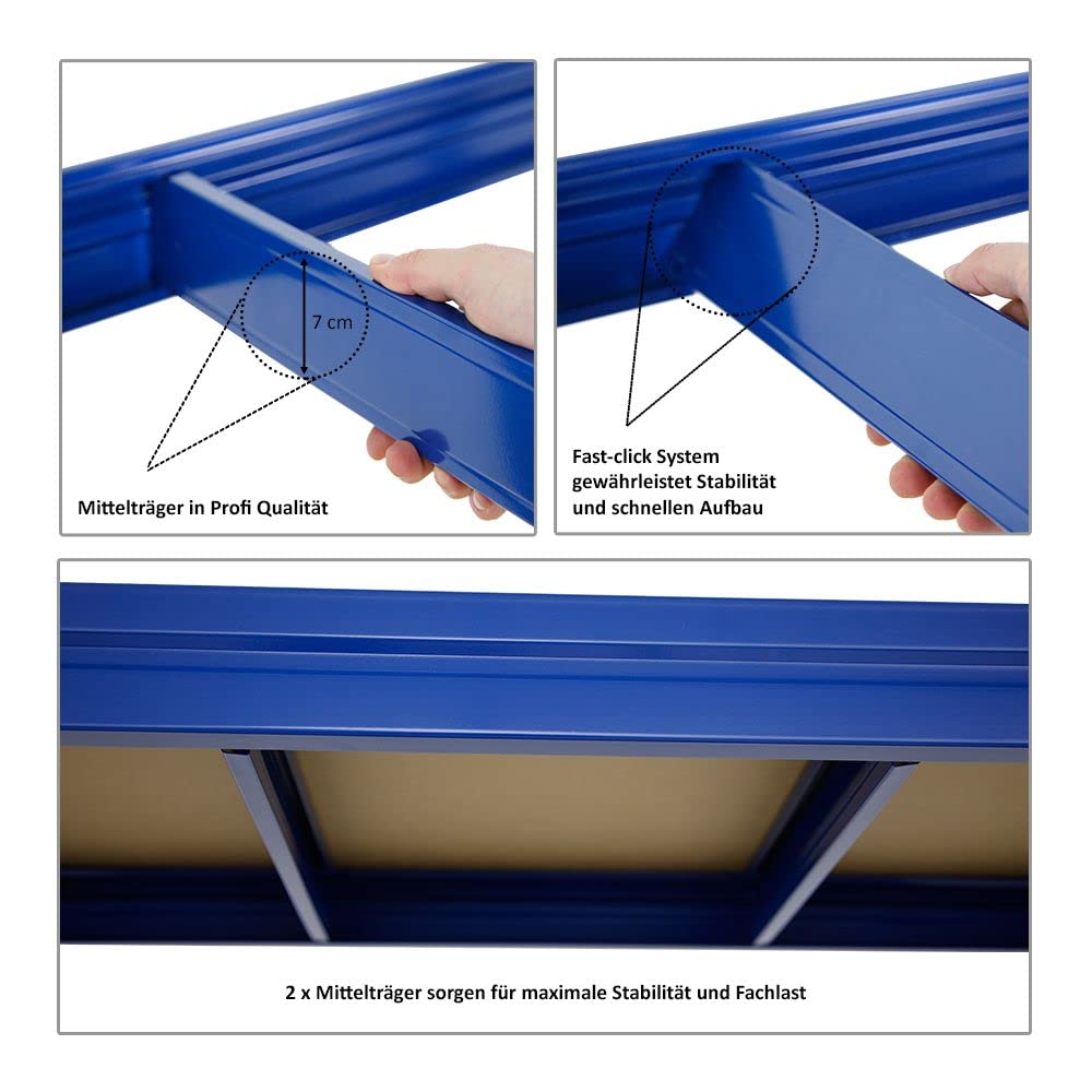 PROREGAL Höhenverstellbare Werkbank Dino Blau HxBxT 90x160x60cm Traglast 600kg Werktisch Arbeitstisch Steckmontage Packtisch