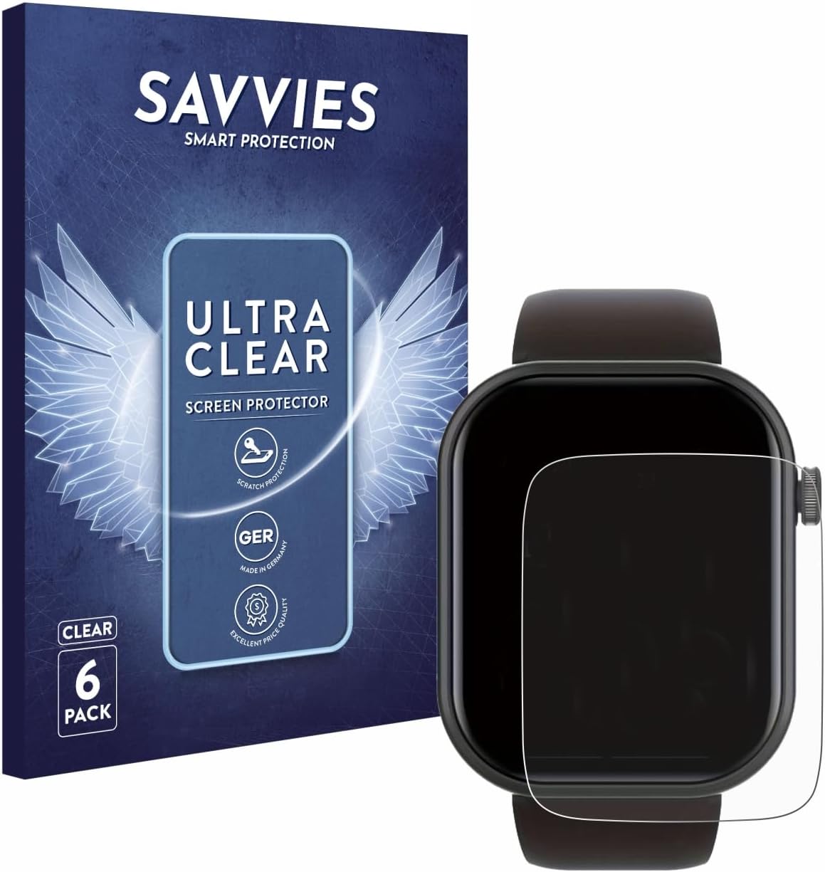 Savvies 6 Pack Screen Protector compatible with Smartwatch IDW13 / IDW15 / IDW19 1.8" Protection Film Clear