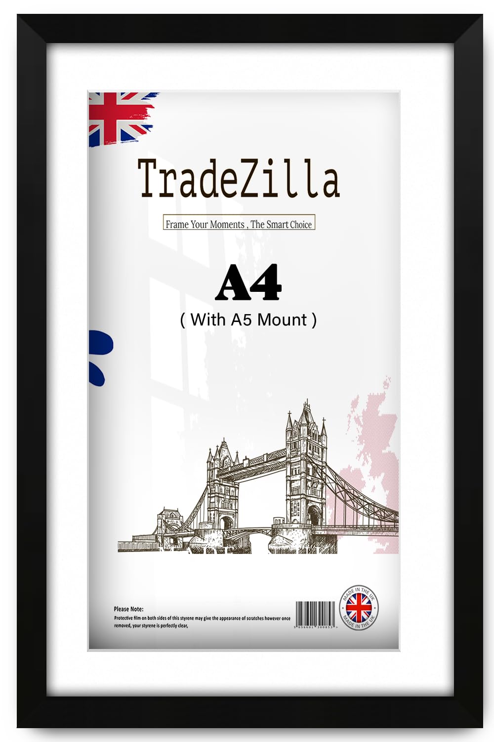 Tradezilla Matt Black | Small 0' 8" X 0' 12" Poster Frame A4 (21.00 X 29.70 Cm) With A5-(14.80 X 21.00 Cm) White Mount - House Decoration 11 X 8 Inch [ ]