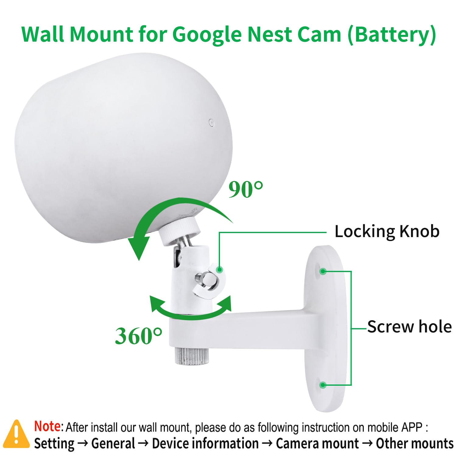 2Pack Adjustable Security Wall Mount Bracket for Google Nest Cam Outdoor or Indoor, Battery, Perfect View Angle for Your Security Camera System - White