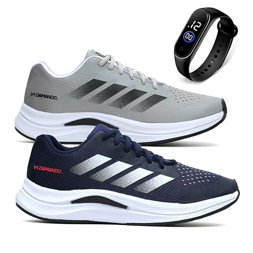 Kit 2 Tênis Masculino Caminhada Corrida Leve Confortavel + Relógio Digital