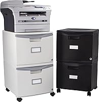 Vista 11 de Storex Plastic Two-Drawer File Cabinet – Locking Document Organizer with Casters for Home and Office, Gray, 1-Pack (61310B01C)
