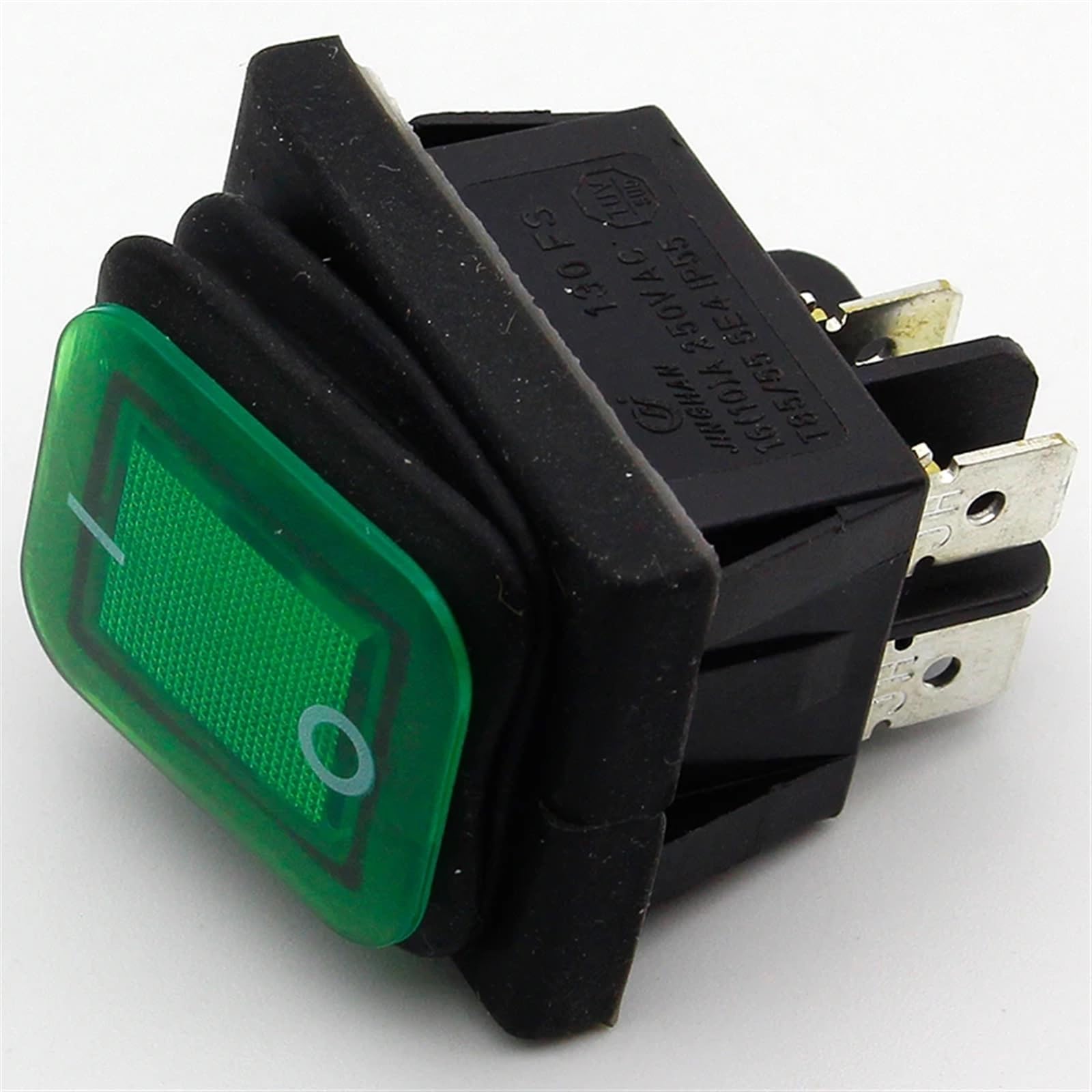 1 Stück grün verriegelnder Wippschalter IP55 4-polig 2 Positionen AC250 V/16 A LED beleuchtet
